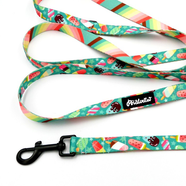 Long Dog Leash Ice Ice Baby Psiakrew width 2 cm (0.78"), black snap hook 7 cm (3,15")