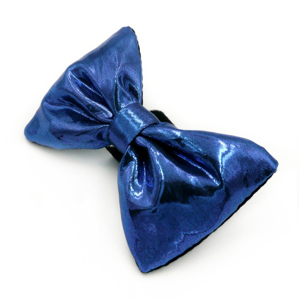 Shimmering Glossy Blue bow tie for a dog; carnival New Year's Eve decorative bow Psiakrew