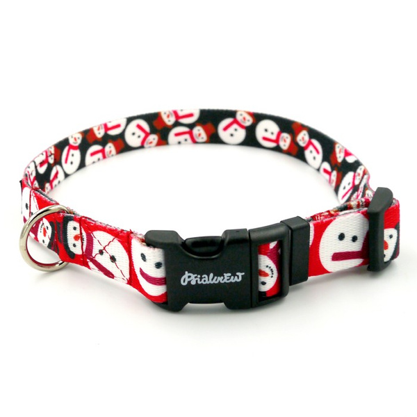 Dog Collar Psiakrew Snowman, 2 cm 0.78"  wide, for smaller dogs