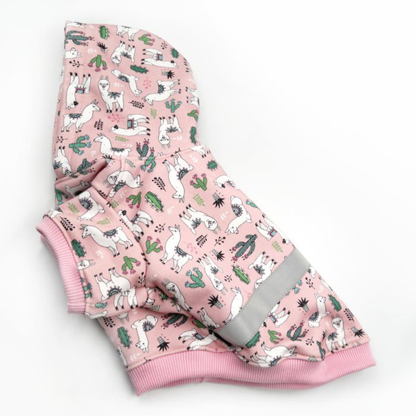 Bluza dla Psa z kapturem Lama, odblaskowy element, wzór lamy, alpaki