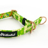 Half-choke collar Green Frogs, 2 cm wide, for small dogs, golden extras