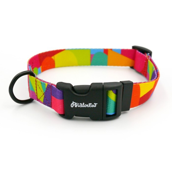 Dog Collar Kaleidoscope Psiakrew 2.5 cm 1"  wide, black fittings