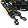 Long Dog Leash Invaders Psiakrew width 2 cm (0.78"), black snap hook 6 cm