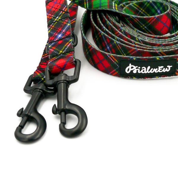 Hundeleine Tartan Psiakrew Breite 2 cm, schwarzer Karabinerhaken 6 cm