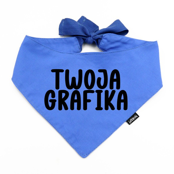 Blue Personalized Dog Bandana, Your Logo Graphic, Tied Handkerchief, Scarf Psiakrew