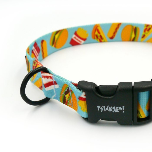 Dog Collar Psiakrew Doggy Foodie 2.5 cm, 1"  wide, black extras