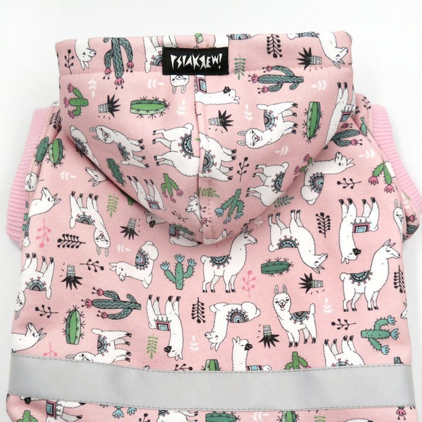 Bluza dla Psa z kapturem Lama, odblaskowy element, wzór lamy, alpaki