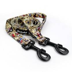 Długa smycz dla psa przepinana Dog Tattoo Psiakrew, taśma 2,5 cm, karabińczyk 8 cm czarny