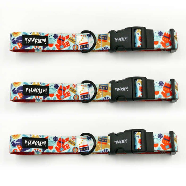 Dog Collar Psiakrew Winter Folk 2.5 cm, 1" wide, black extras
