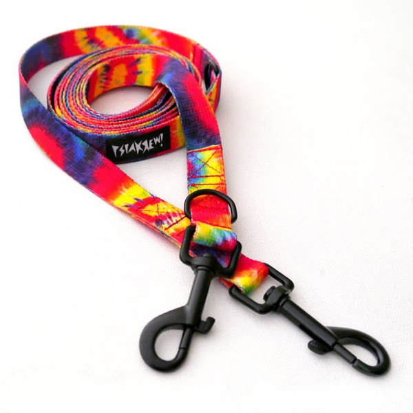 Dog Leash Tie Dye width 2 cm wide, black snap hook 7 cm