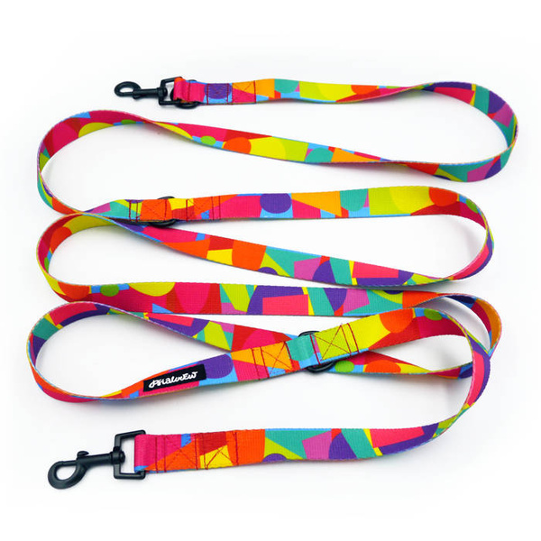 Dog Leash Kaleidoscope width 2.5 cm, 1" wide, snap hook black 6cm