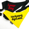 Bandana LOVER BOY Psiakrew, personalizowana wiązana chusteczka, czarna bandana apaszka 