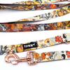 Dog Leash Forest Treasures width 2.5 cm, 1"  wide, pink gold, big snap hook 8 cm