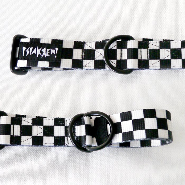 Obroża półzaciskowa Checker szeroka na 2,5 cm, dla średnich i większych psów, czarne dodatki