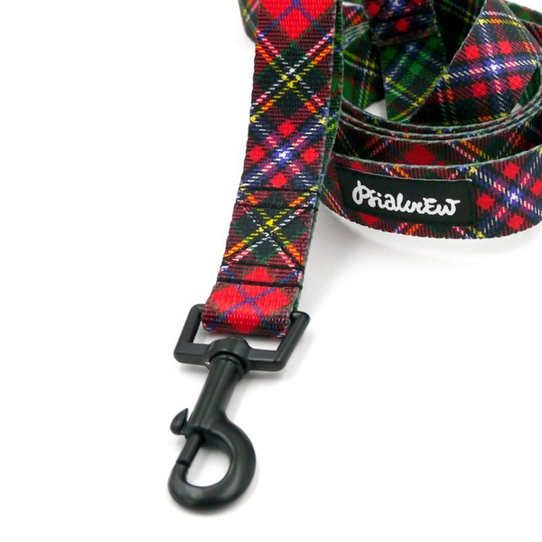 Dog Leash Tartan width 2.5 cm, 1" wide, black snap hook 6 cm