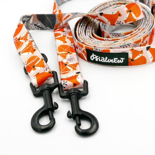 Hundeleine Foxy Lady Psiakrew Breite 2 cm, schwarzer Karabinerhaken 6 cm