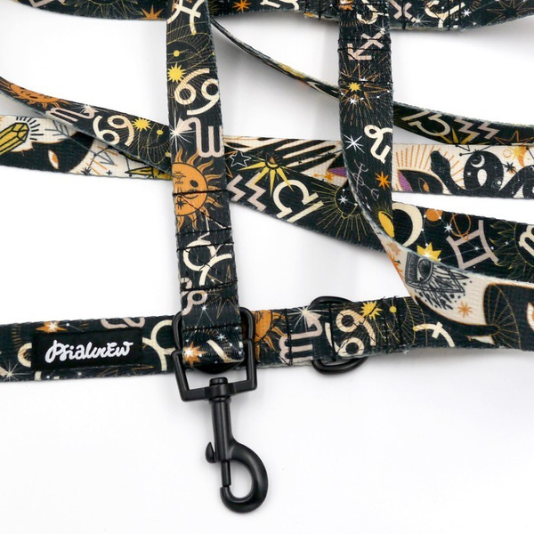 Dog Leash Zodiak width 2.5 cm, 1" wide, snap hook black 6cm