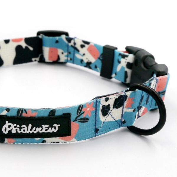 Dog Collar Psiakrew Spotted Cow 2.5 cm wide, black extras
