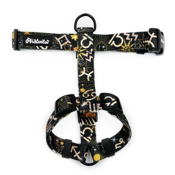 Hundegeschirr, Zodiak Psiakrew, mittlere und größere Hunde, 2,5 cm Gurtband, schwarze Beschläge