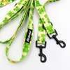 Dog Leash Green Frogs width 2.5 cm, 1"  wide, snap hook black 6cm