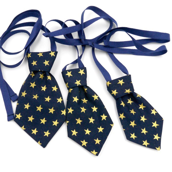 Navy blue Christmas tie with gold stars for a dog Psiakrew