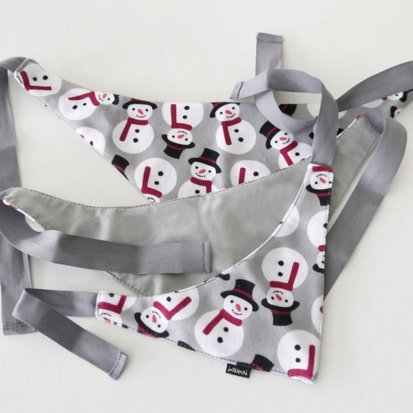 Premium Dog Bandana Snowman handkerchief style to tie around your pet’s neck gray