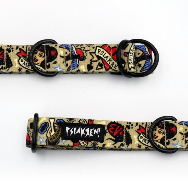 Half-choke collar Dog Tattoo, 2.5 cm wide, medium and big dogs, black extras