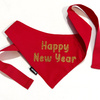 Red Bandana with glitter gold lettering Happy New Year Psiakrew