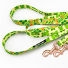 Long Dog Leash Green Frogs Psiakrew width 2 cm (0.78") wide, rose gold snap hook 6 cm