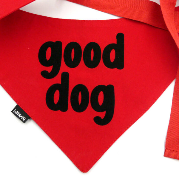 Dog Bandana GOOD DOG Psiakrew, personalized tied handkerchief, red bandana scarf