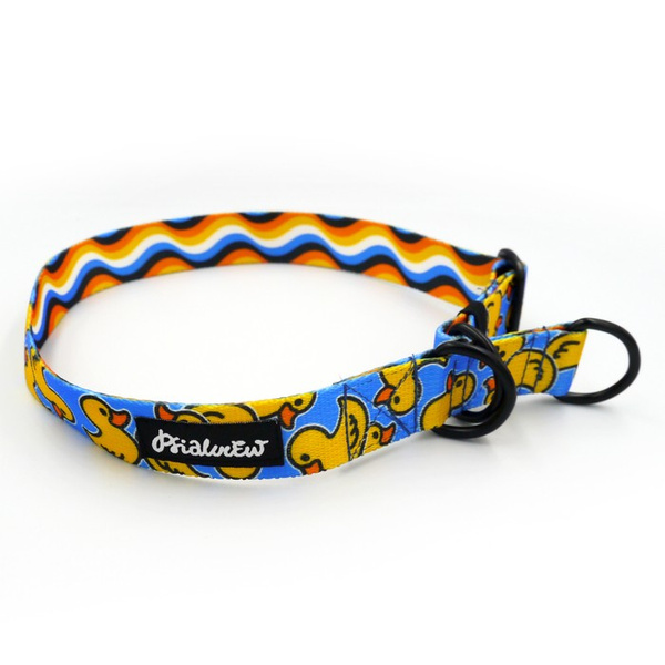 Half-Choke-Halsband für Hund- Ducky Duck, 2,5 cm breit, für mittlere und größere Hunde, schwarze Beschläge