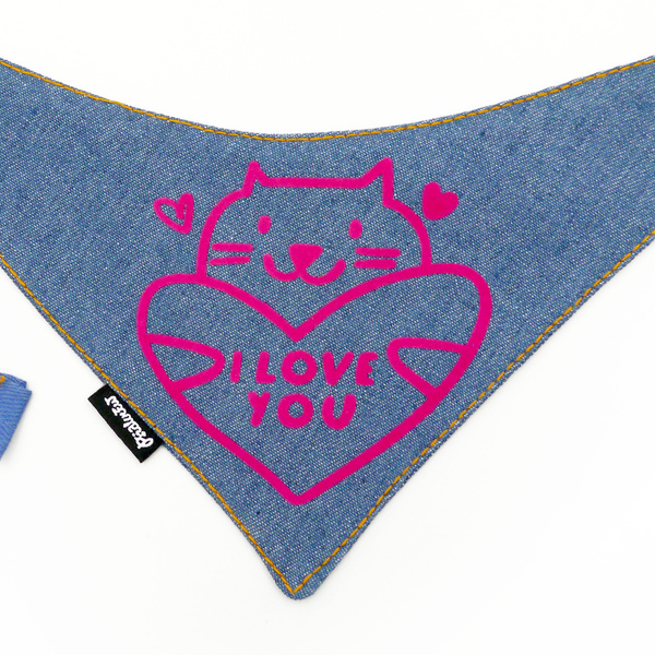 Denim Bandana with the name of the Dog Psiakrew, personalized tied handkerchief, hard rock style