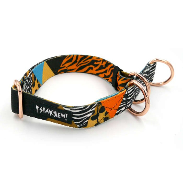 Half-choke collar Wild Animals, 2.5 cm wide, medium and big dogs, rose gold