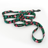 Dog Leash Tropical Monstera width 2.5 cm, 1"  wide, big black snap hook 8 cm