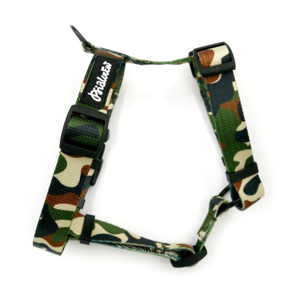 Małe Szelki Camo dla Psa typ Guard, szerokość taśmy 2 cm, czarne okucia, Psiakrew