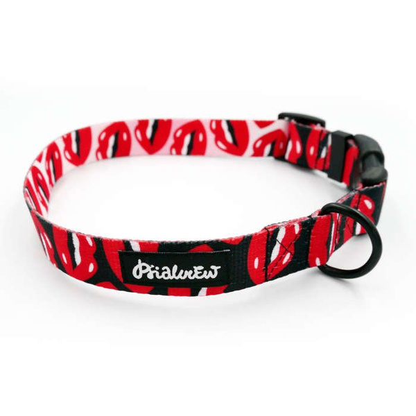Dog Collar Psiakrew Lipstick 2.5 cm wide, black extras