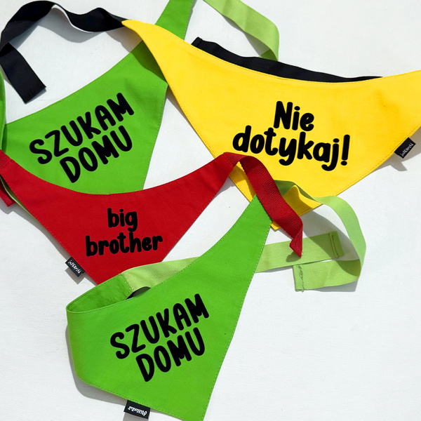 Green Personalized Dog Bandana, Your Logo Graphic, Tied Handkerchief, Scarf Psiakrew