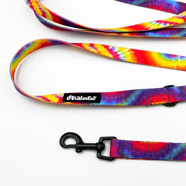 Hundeleine Tie Dye Psiakrew Breite 2 cm, schwarzer Karabinerhaken 6 cm