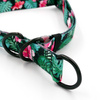 Half-choke collar Tropical Monstera, 2.5 cm wide, medium and big dogs, black extras