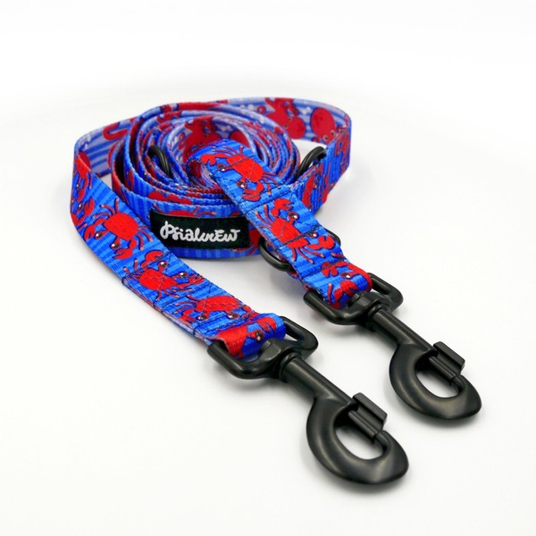 Dog Leash Sea Look width 2.5 cm, 1"  wide, snap hook black 8cm