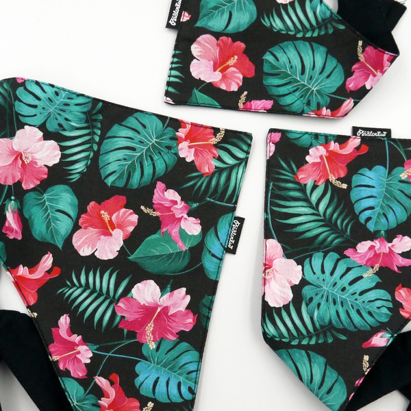 Bandanka Tropical Monstera Psiakrew, wiązana chusteczka, apaszka bawełniana