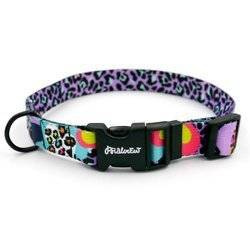 Dog Collar Psiakrew Crazy Leopard, 2 cm 0.78"  wide, for smaller dogs black extras