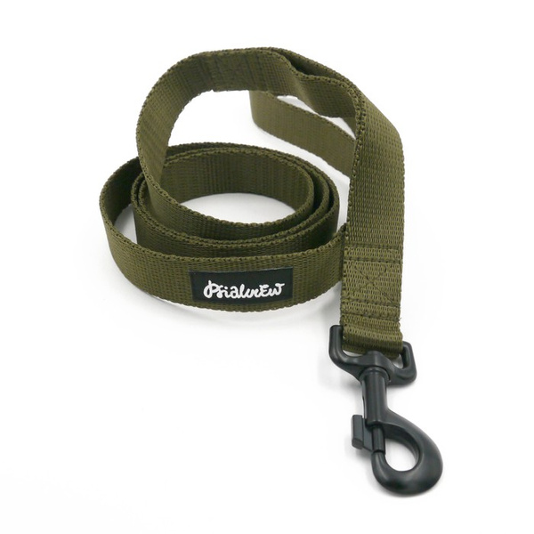 Dog Leash Khaki width 2.5 cm, 1"  wide, big black snap hook 8 cm