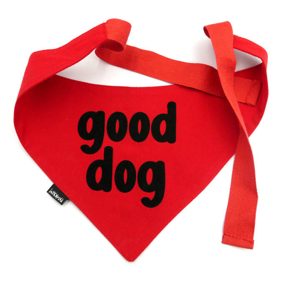 Bandana dla psa GOOD DOG Psiakrew, personalizowana wiązana chusteczka, czerwona bandana apaszka