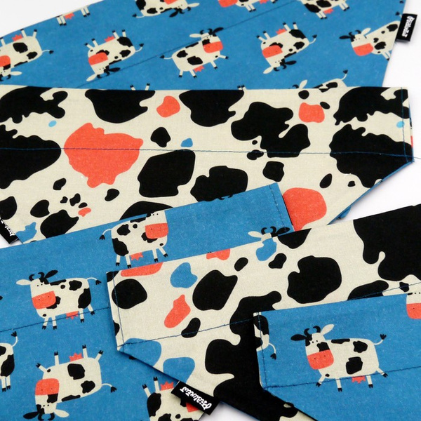 Double-sided bandana for Dog Spotted Cow, scarf with a tunnel for the collar Psiakrew