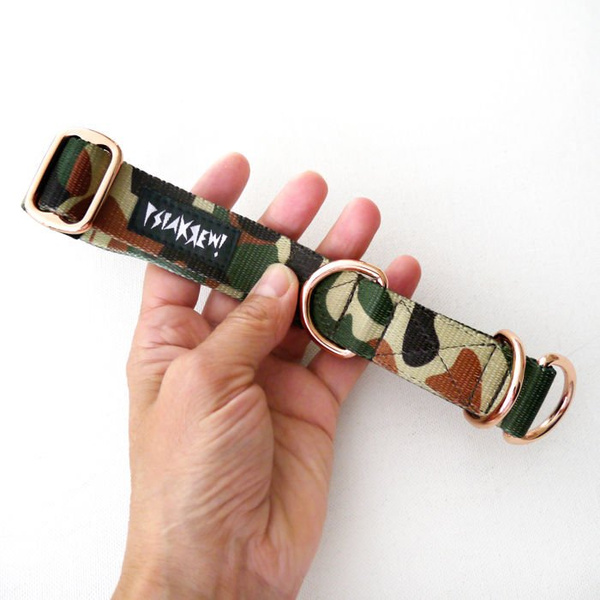 Half-choke collar Camo, 2.5 cm wide, medium and big dogs, rose gold