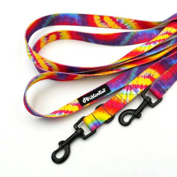 Long Dog Leash Tie Dye Psiakrew width 2 cm (0.78"), black snap hook 6 cm