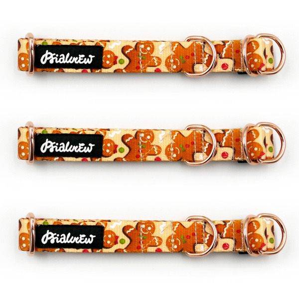 Half-choke collar Cinnamon Gingerbread 2 cm wide, for small dogs, rose gold extras