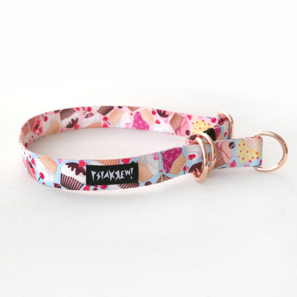 Half-choke collar Hot Sweetness, 2.5 cm wide, medium and big dogs, rose gold