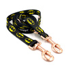 Dog Leash Batdog width 2.5 cm, 1" wide, pink gold, big snap hook 8 cm